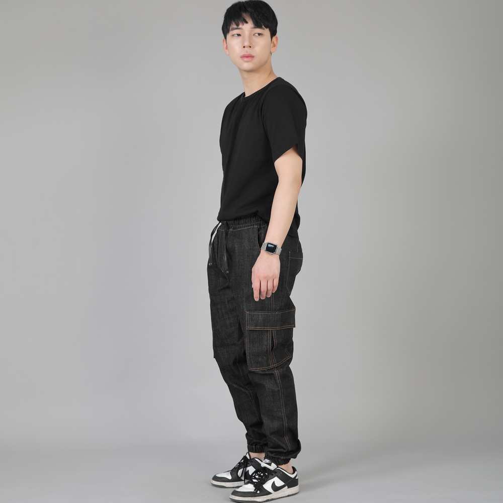레트로라인 카고조거 팬츠 RL-311CJ 데님 블랙