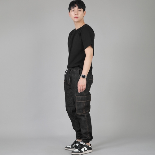레트로라인 카고조거 팬츠 RL-311CJ 데님 블랙