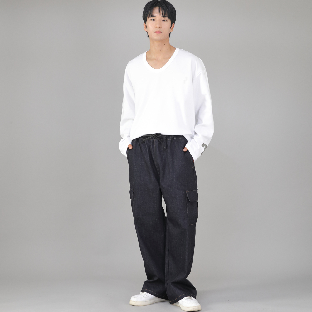리벳픽스 EX 와이드 카고팬츠 REC-360 데님 내추럴인디고