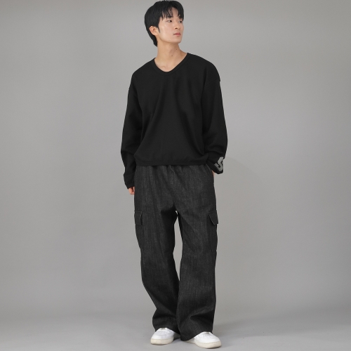 리벳픽스 EX 와이드 카고팬츠 REC-360 데님 블랙 BKS