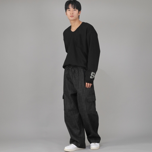리벳픽스 EX 와이드 카고팬츠 REC-360 데님 블랙 BKS