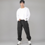 스냅버튼 와이드 카고조거 팬츠 SWC-361 데님 블랙 BKS
