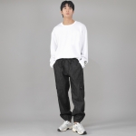 스냅버튼 와이드 카고조거 팬츠 SWC-361 데님 블랙 BKS