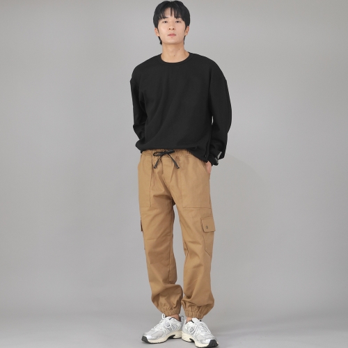 스냅버튼 와이드 카고조거 팬츠 SWC-361 카멜