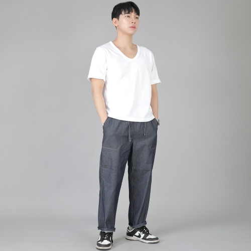 앵클드롭 클래식 퍼티그 테이퍼드 팬츠 AFT-306 데님 라이트인디고