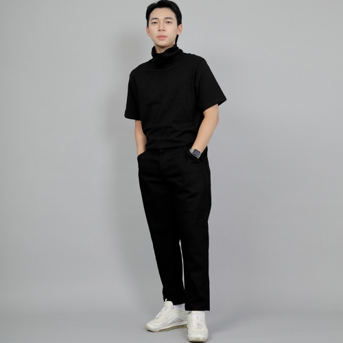 와이드 커팅크롭 하프밴드 팬츠 WCH-327 블랙