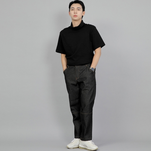 와이드 커팅크롭 하프밴드 팬츠 WCH-327 데님 블랙 BRS