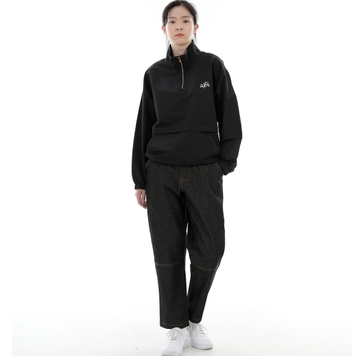 와이드 커팅크롭 하프밴드 팬츠 WCH-327 데님 블랙 BRS