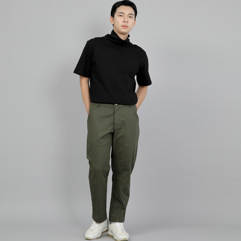 와이드 커팅크롭 하프밴드 팬츠 WCH-327 카키