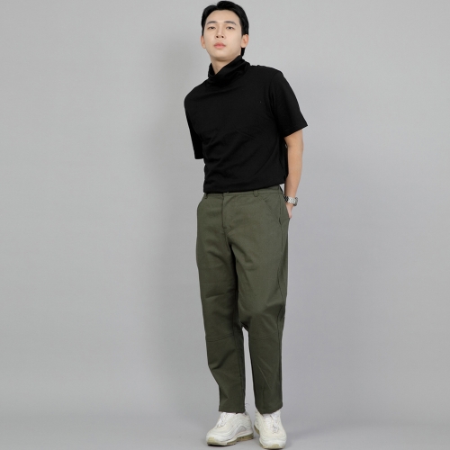 와이드 커팅크롭 하프밴드 팬츠 WCH-327 카키