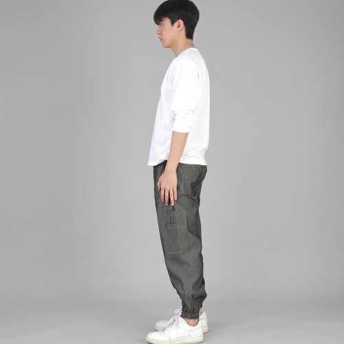 투레이어 와이드 카고조거 팬츠 W2-308J 데님 그레이블랙