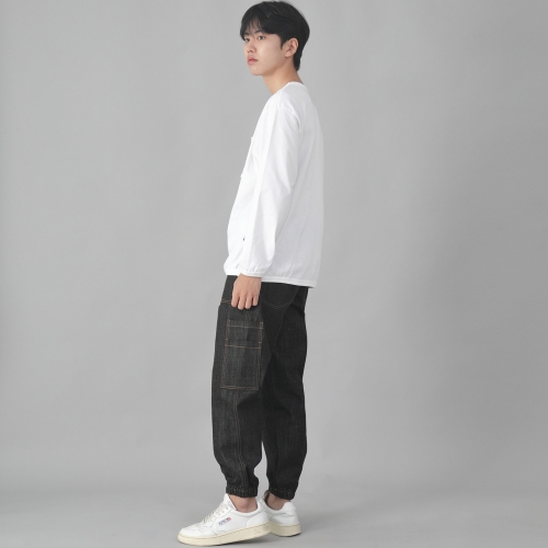 투레이어 와이드 카고조거 팬츠 W2-308J 데님 블랙