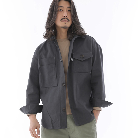 투레이어 바텍포켓 버튼 셔츠자켓 2L-401SJ 차콜