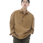 투레이어 바텍포켓 버튼 풀오버 셔츠자켓 2L-403PS 카멜