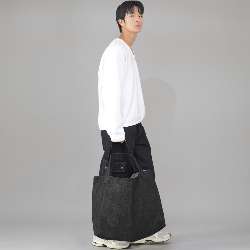메가 빅사이즈 솔리드 에코백 MSE-140 데님 블랙 BKS