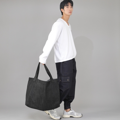 메가 빅사이즈 솔리드 에코백 MSE-140 데님 블랙 BKS