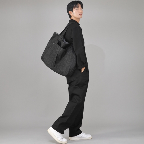 메가 빅사이즈 카고 에코백 MCE-142 데님 블랙 BKS