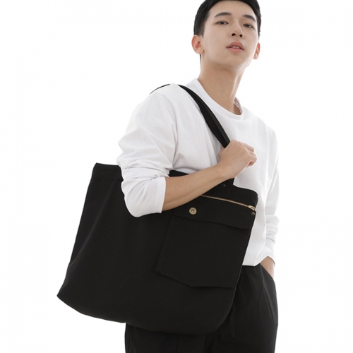 지퍼포켓 빅사이즈 에코백 FZP-107 블랙