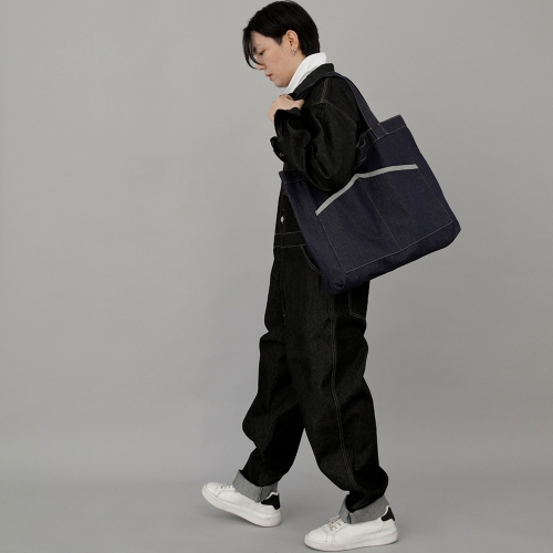 하우스포켓 빅사이즈 에코백 HP-111 데님 인디고 BRS