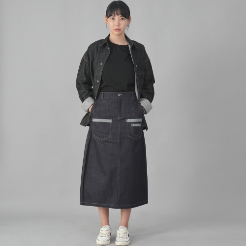 멀티포켓 롱스커트 7PLS-1308 데님 내추럴인디고