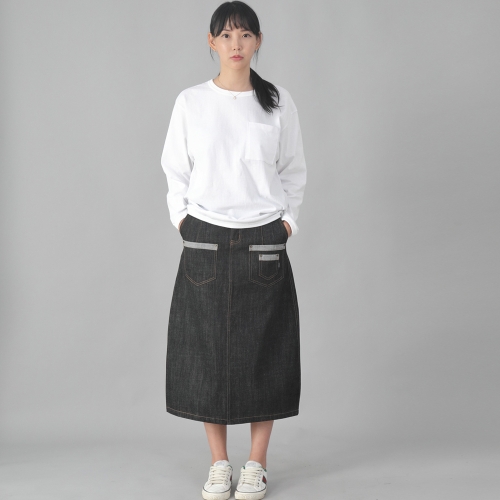 멀티포켓 롱스커트 7PLS-1308 데님 블랙