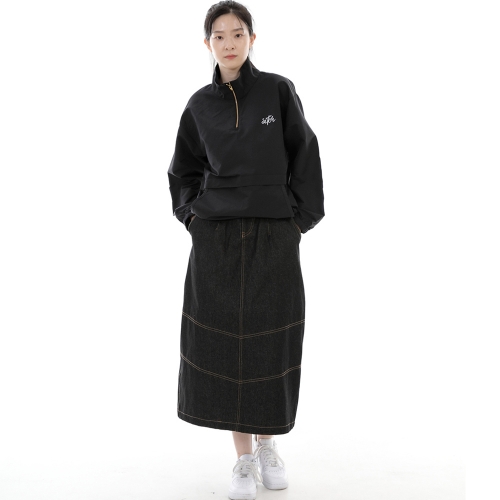 와이드돔 하프밴드 롱스커트 WDH-1303 데님 블랙 BRS