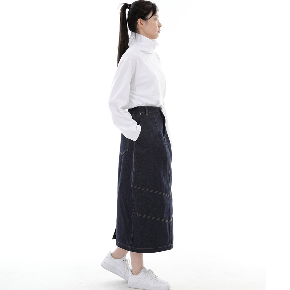 와이드돔 하프밴드 롱스커트 WDH-1303 데님 인디고 BRS