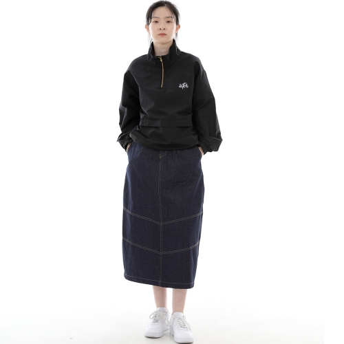 와이드돔 하프밴드 롱스커트 WDH-1303 데님 인디고 BRS