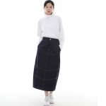 와이드돔 하프밴드 롱스커트 WDH-1303 데님 인디고 BRS