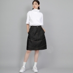 와이드돔 하프밴드 미디스커트 WDM-1305 데님 블랙 BRS