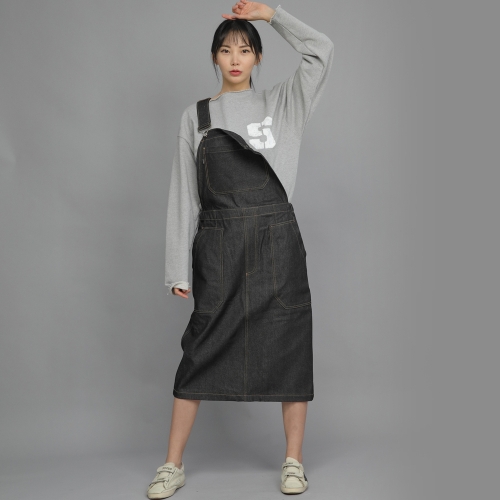 링클밴드 오버롤스커트 SWB-612 데님 블랙 BRS