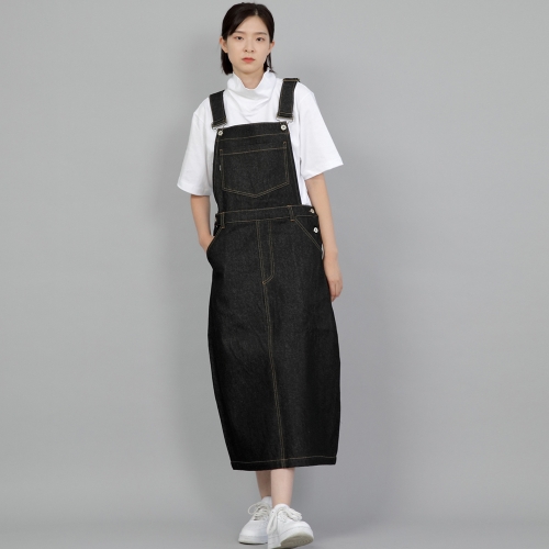 와이드돔 오버롤스커트 WDS-611 데님 블랙 BRS