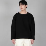 라운드넥 무지 긴팔티셔츠 RNL-853 블랙