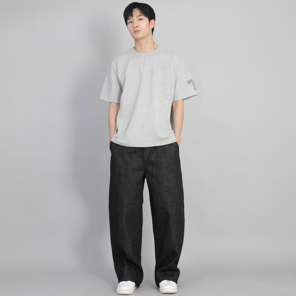 프런트커팅 디테일 EX 와이드 팬츠 CDE-371 데님 블랙 BKS
