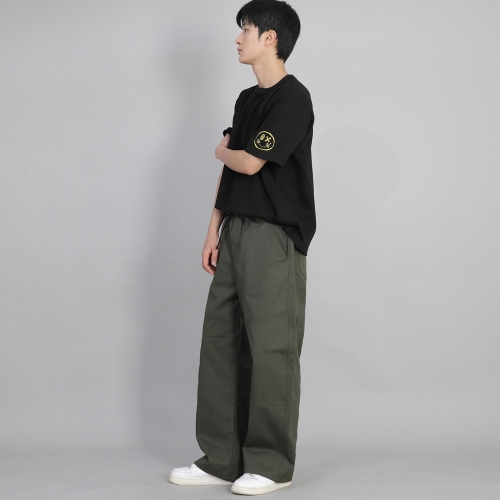 프런트커팅 디테일 EX 와이드 팬츠 CDE-371 카키