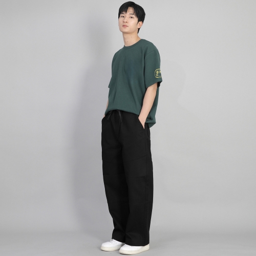 프런트커팅 디테일 EX 와이드 팬츠 CDE-371 블랙