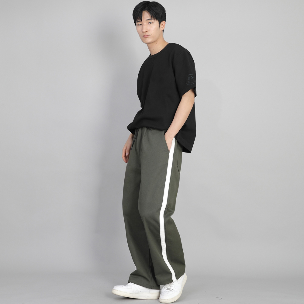 화이트 사이드라인 EX 와이드 팬츠 PLW-341 카키