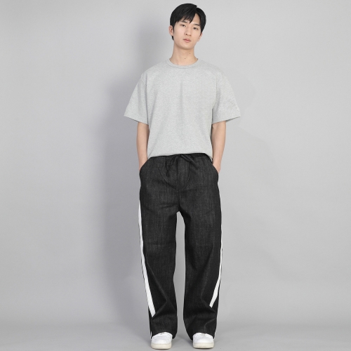 화이트 사이드라인 EX 와이드 팬츠 PLW-341 데님 블랙 BKS