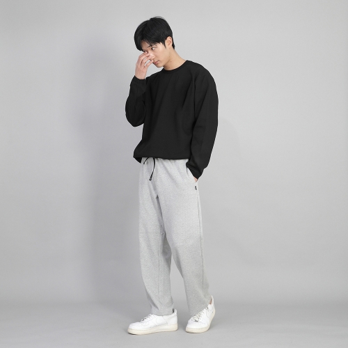 와이드 무지 트레이닝 팬츠 SWP-372 멜란지그레이