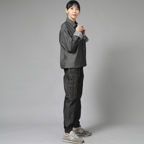 스트레이트 투레이어 카고조거 팬츠 ST2-309CJ 데님 블랙