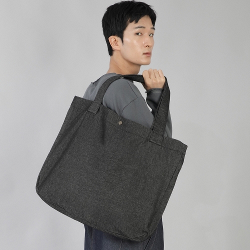 라운드 볼륨 무지 에코백 RVS-147 데님 블랙