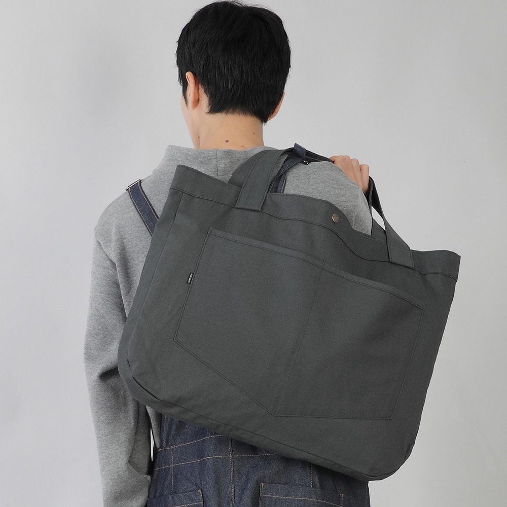 라운드 볼륨 펜타곤포켓 에코백 RVP-146 차콜