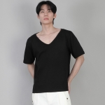 무지 BIG V넥 반팔티셔츠 BIGV-883 블랙