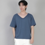 무지 BIG V넥 반팔티셔츠 BIGV-883 이집션 블루