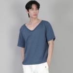 무지 BIG V넥 반팔티셔츠 BIGV-883 이집션 블루