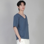 무지 BIG V넥 반팔티셔츠 BIGV-883 이집션 블루