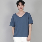 무지 BIG V넥 반팔티셔츠 BIGV-883 이집션 블루