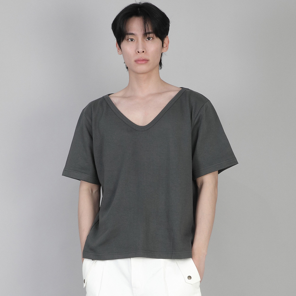 무지 BIG V넥 반팔티셔츠 BIGV-883 슬레이트 그레이