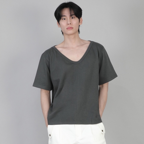 무지 BIG V넥 반팔티셔츠 BIGV-883 슬레이트 그레이
