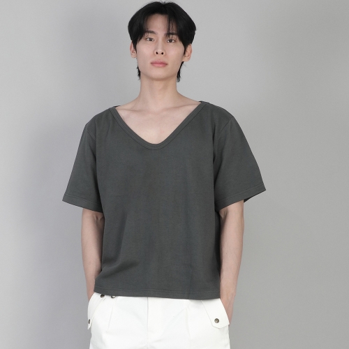 무지 BIG V넥 반팔티셔츠 BIGV-883 슬레이트 그레이